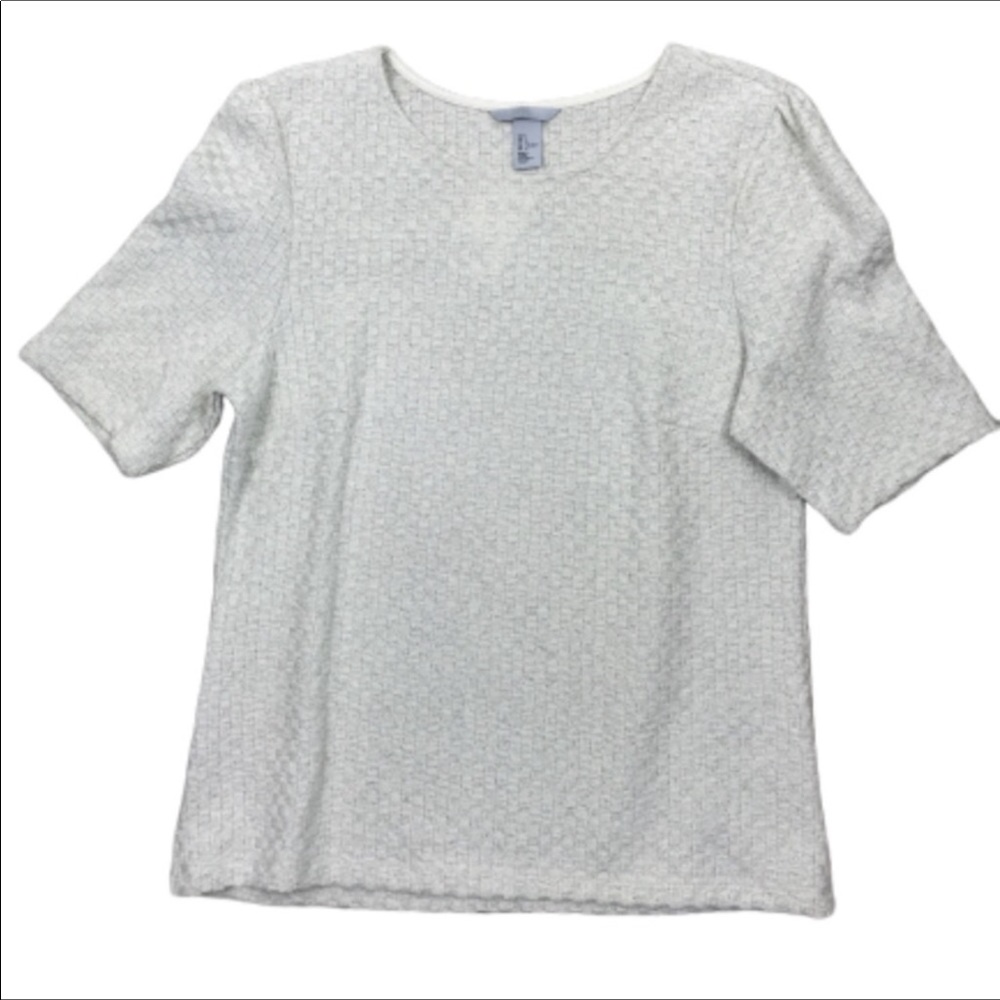 NWT H&M Cream Metallic Knit Short Sleeve Sweater Women’s L
